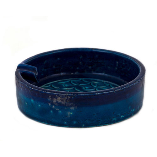 Sub.:3 - Lote: 465 -  Cenicero en cermica vidriada en color azul y turquesa.