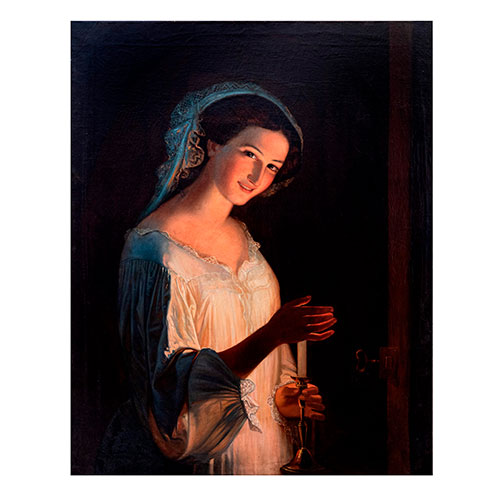 Sub.:30 - Lote: 67 - CARMEN ARIZCUN (S. XIX) Retrato de joven con vela