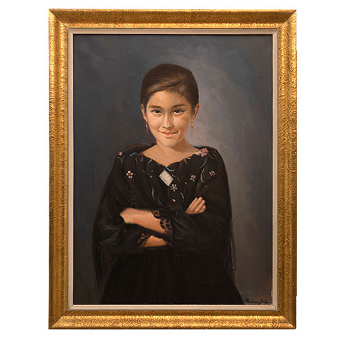 Sub.:30 - Lote: 111 - MART�N RUIZANGLADA (Milmarcos, 1929 - Zaragoza, 2001) Retrato de ni�a con mant�n