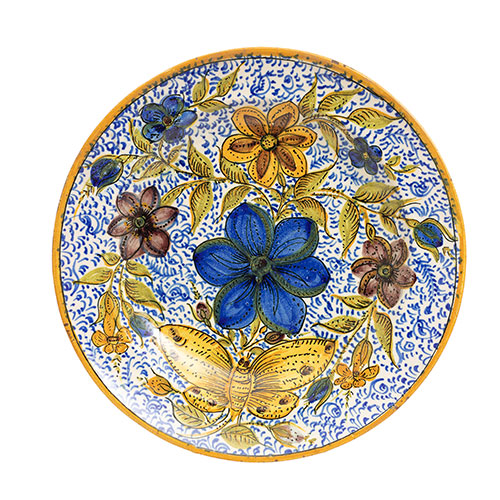Sub.:30 - Lote: 170 -  Plato en cermica de Alcora con escenas florales.