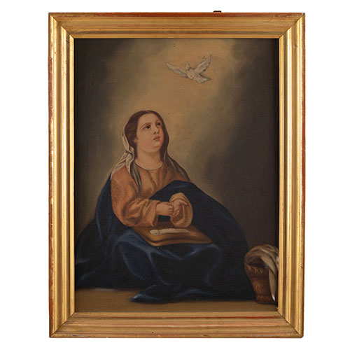 Sub.:30 - Lote: 140 - ESCUELA ESPA�OLA (S. XVIII) Virgen ni�a y Ni�o de la pasi�n