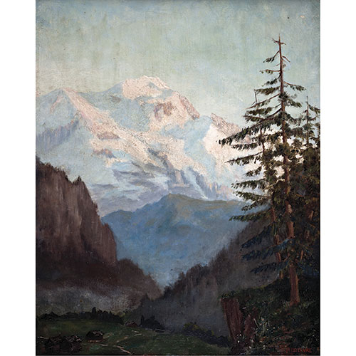 Sub.:30 - Lote: 148 - MAURICE JEAN LEFEBVRE (B�lgica, 1873 - 1954) Paisaje con monta�as nevadas