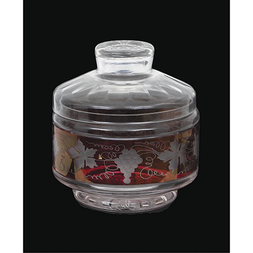 Sub.:31 - Lote: 268 -  Bombonera en cristal tallado y policromado en granate.