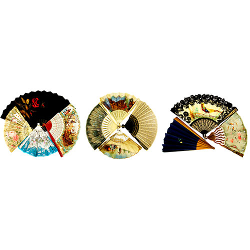 Sub.:31 - Lote: 137 -  Lote de once abanicos con distintos varillajes y motivos decorativos.