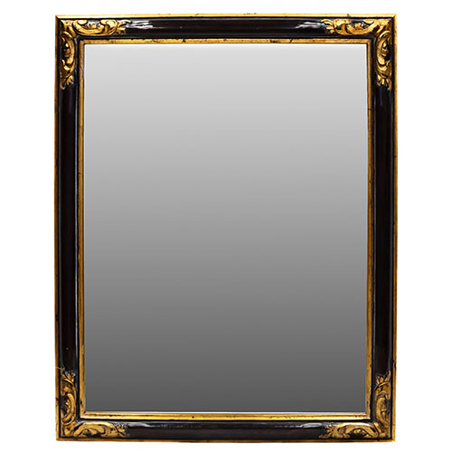 Sub.:31 - Lote: 130 -  Espejo en madera con cantoneras talladas y doradas. Entrecalles patinadas en marr�n oscuro