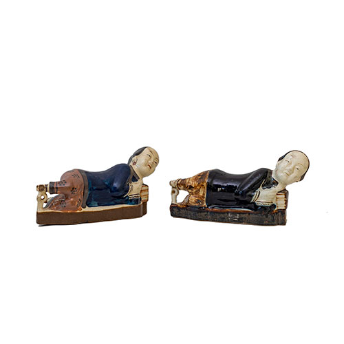 Sub.:31 - Lote: 200 -  Pareja de almohadas japonesas en cer�mica esmaltada