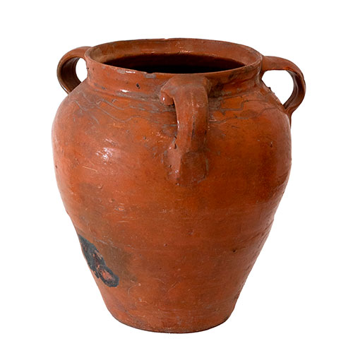 Sub.:31 - Lote: 305 -  C�ntaro de barro vidriado con peque�as asas