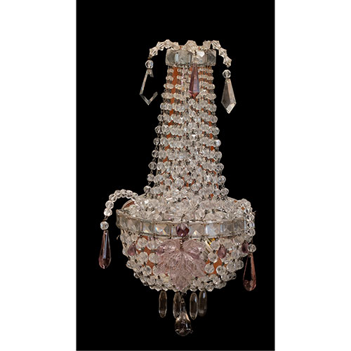 Sub.:31 - Lote: 291 -  Pareja de apliques de pared en cristal con lagrimas en color purpura