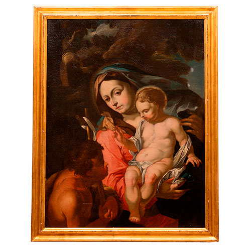 Sub.:31 - Lote: 87 - ESCUELA ITALIANA, S.XVII Madonna con San Juan y Jesús niños.