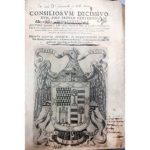 Sub.:32 - Lote: 2016 -  Libro Antiguo/Derecho. DE SUELVES, I.C., 