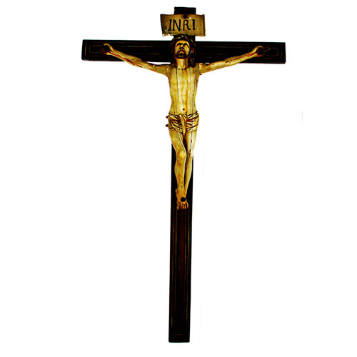 Sub.:32 - Lote: 1309 -  Cristo realizado en marfil filipino sobre cruz de madera de �bano