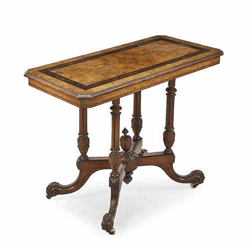 Sub.:32 - Lote: 1292 -  Mesa victoriana en madera de ra�z y nogal y ebonizada, s. XIX