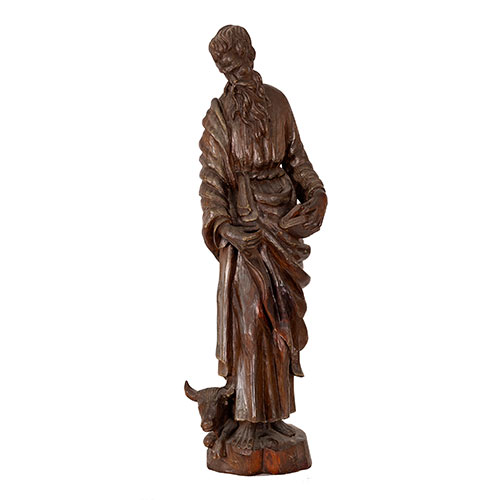 Sub.:32 - Lote: 194 -  Escultura de San Lucas Evangelista en madera natural