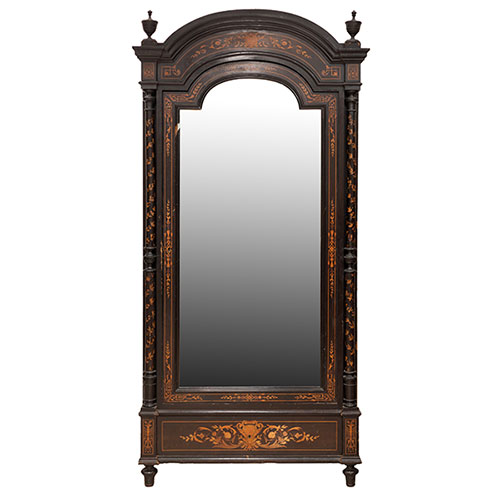 Sub.:32 - Lote: 271 -  Armario ropero Napole�n III en madera ebonizada y marqueter�a floral