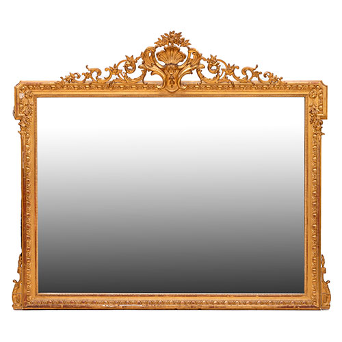 Sub.:32 - Lote: 1420 -  Espejo apaisado en madera dorada y estuco.