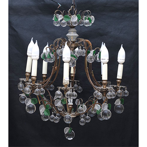 Sub.:32 - Lote: 1326 -  L�mpara de techo con cristales en verde