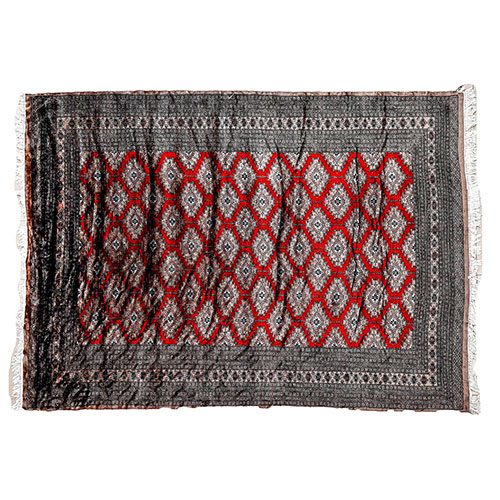 Sub.:32 - Lote: 343 -  Alfombra persa en lana y seda con flecos