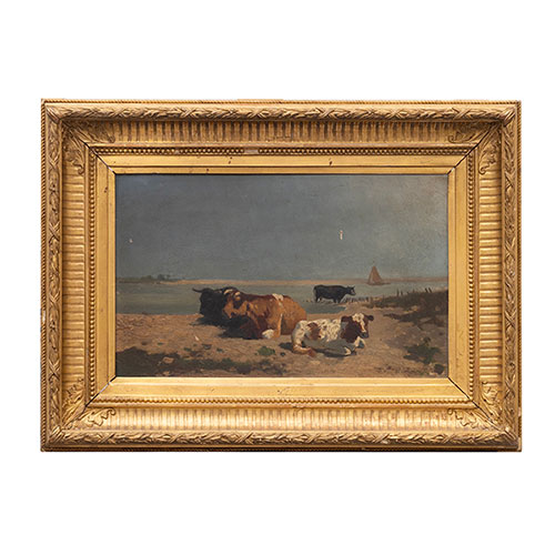 Sub.:32 - Lote: 95 - PEDRO SNCHEZ BLANCO ( Madrid 1833-1885) Paisaje con vacas