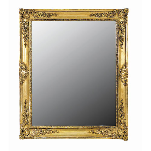 Sub.:32 - Lote: 1383 -  Lote de dos espejos con marcos isabelinos en madera dorada y estucada, S.XIX