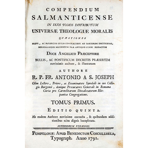 Sub.:32 - Lote: 2024 -  Teolog�a. SAN JOSEPH, FRAY ANTONIO DE. 