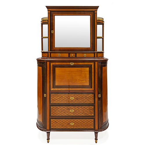 Sub.:33 - Lote: 1391 -  Mueble de m�sico con escritorio y atril para las partituras en madera con marqueter�a de limoncillo, amaranto y palorrosa