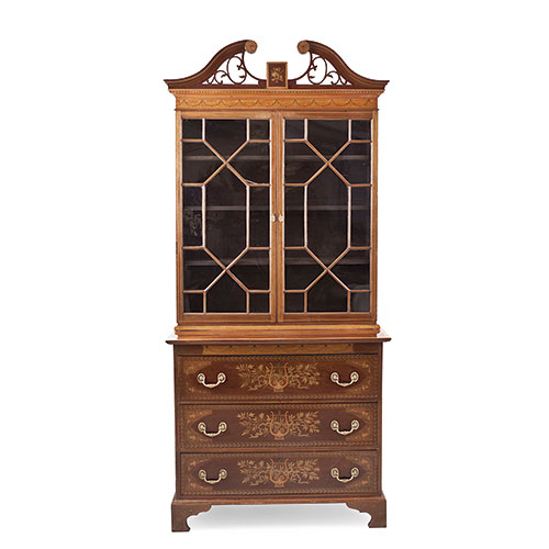 Sub.:33 - Lote: 1421 -  Bookcase holand�s en madera de caoba y marqueter�a, ca. 1900.