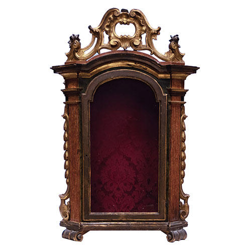 Sub.:33 - Lote: 258 -  Hornacina en madera tallada, dorada y marmoleada