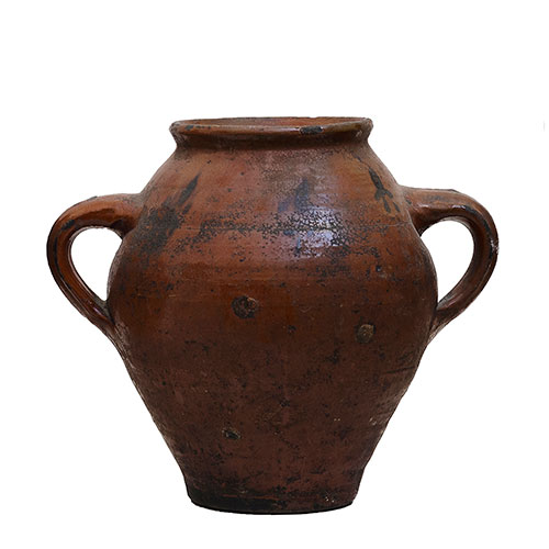 Sub.:33 - Lote: 274 -  C�ntaro en cer�mica vidriada de Calanda con dos asas.