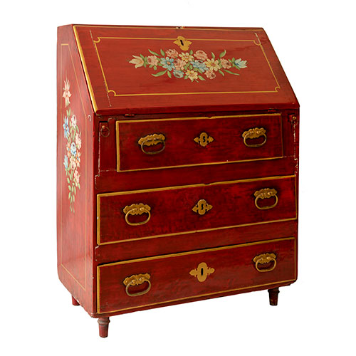 Sub.:33 - Lote: 1347 -  Bureau espa�ol del siglo XVIII en madera con tres cajones y tapa abatible