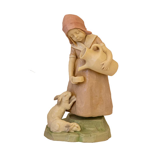Sub.:33 - Lote: 1440 -  Ni�a dando agua a los conejos. Porcelana de Viena