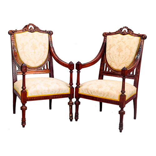 Sub.:33 - Lote: 287 -  Pareja de sillones Alfonsinos en madera natural