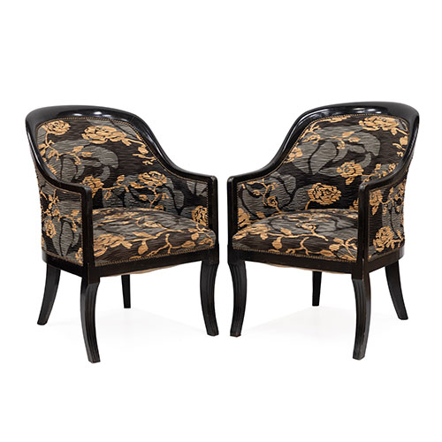 Sub.:33 - Lote: 1460 -  Pareja de sillones de madera lacada en negro