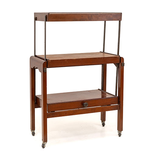 Sub.:33 - Lote: 294 -  Mesita auxiliar camarera con tres baldas en madera patinada.