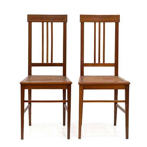 Sub.:33 - Lote: 1339 -  Pareja de sillas con asiento de rejilla, Art Dec�.