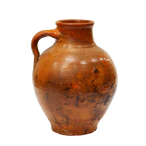 Sub.:34 - Lote: 275 -  C�ntaro en barro vidriado con asa.