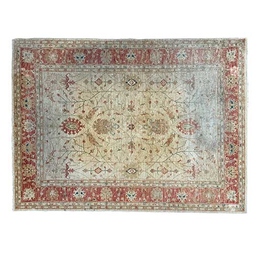 Sub.:34 - Lote: 129 -  Alfombra persa manual con orla perimetral naranja