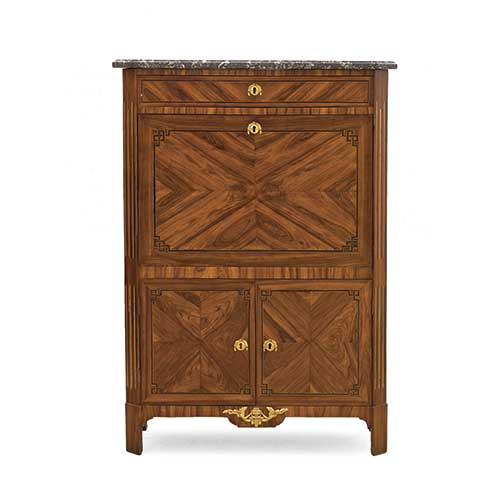 Sub.:34 - Lote: 326 -  Secretaire abattant Luis XVI en marqueter�a y tapa de m�rmol, Francia, c.1800 Estampillado