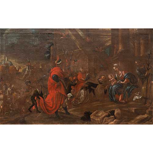 Sub.:34 - Lote: 124 - ESCUELA ESPA�OLA, SS. XVII-XVIII Adoracion de los Reyes Magos