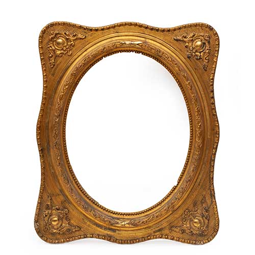 Sub.:34 - Lote: 196 -  Marco ovalado en estuco dorado s. XIX
