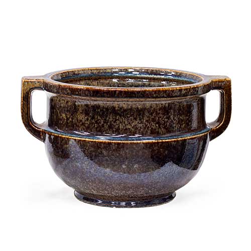 Sub.:34 - Lote: 260 -  Macetero en cer�mica vidriada con dos asas Art- Deco