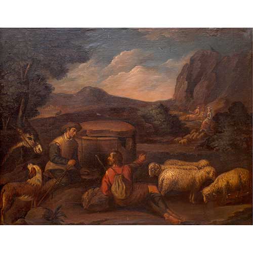 Sub.:34 - Lote: 122 - C�RCULO DE PEDRO ORRENTE (Murcia, 1580-Valencia, 1645) Los reba�os de Laban