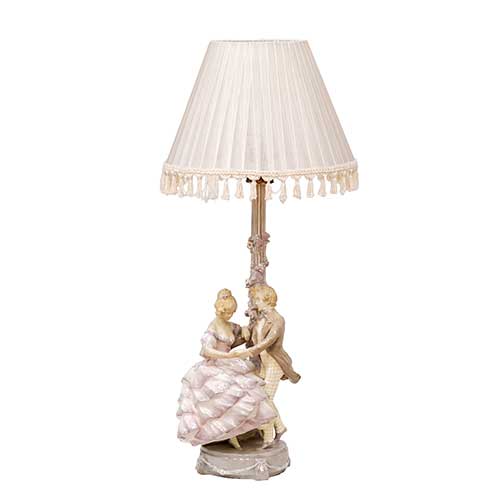 Sub.:34 - Lote: 315 -  L�mpara de mesa en porcelana francesa