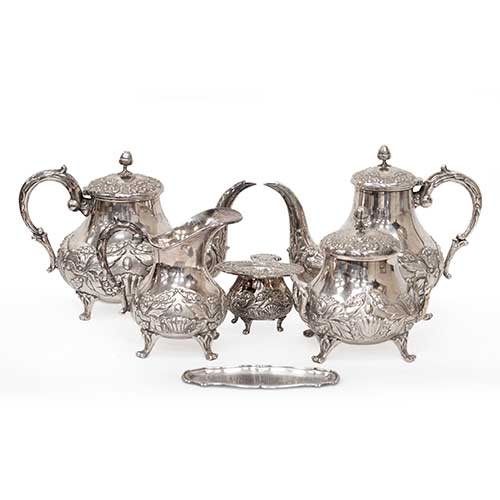 Sub.:34 - Lote: 323 -  Juego de cafe y t� en plata