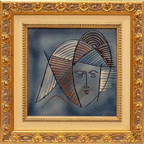 Sub.:34 - Lote: 144 - JOAN ABRAS (La Bisbal del Empord�, Girona, 1949) Pareja de cer�micas enmarcadas Artista polifac�tico: escultor, dibujante, pintor, magn�fico ceramista y dise�ador de joyas