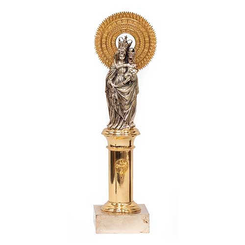 Sub.:34 - Lote: 296 -  Virgen del Pilar en metal plateado y dorado