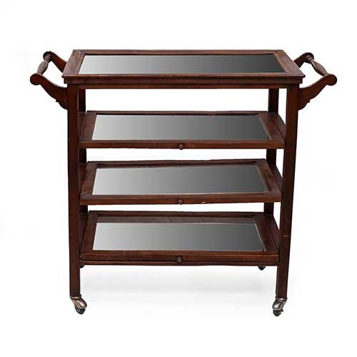 Sub.:34 - Lote: 284 -  Camarera en madera patinada con tres baldas en cristal