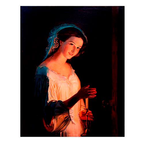 Sub.:35 - Lote: 199 - CARMEN ARIZCUN (S. XIX) Retrato de joven con vela