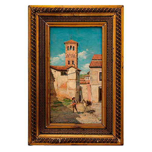 Sub.:35 - Lote: 162 - AGUSTN SALINAS Y TERUEL (Zaragoza, 1861-Roma, 1915) Pareja de vistas de Toledo con personajes