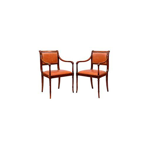 Sub.:35 - Lote: 238 -  Cuatro sillones en cuero en madera patinada