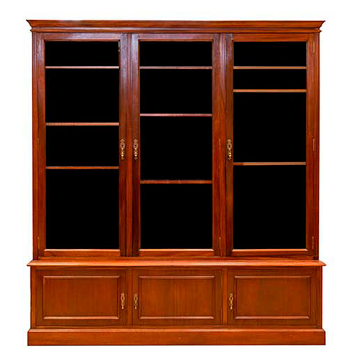 Sub.:35 - Lote: 198 -  Vitrina en madera patinada con baldas regulables.